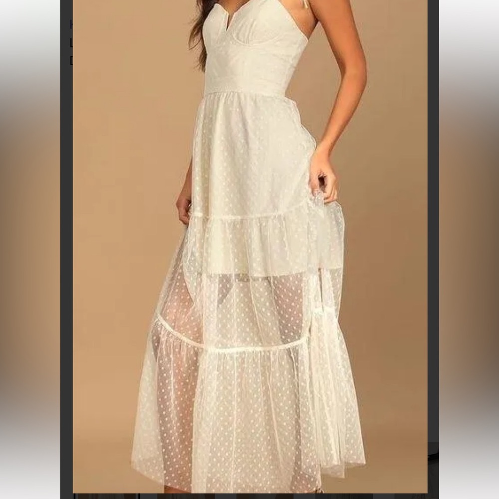 Lulu's Cream Midi Dress